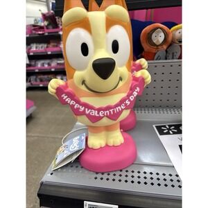 Bluey Bingo Lighted Blow Mold 14" Valentine's Day with Cut Out Hearts